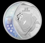 Vancouver Olympics: $25 Silver Hologram Proof Coin - Bobsleigh