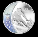 Vancouver Olympics: $25 Silver Hologram Proof Coin - Alpine Skiing