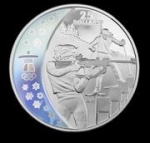 Vancouver Olympics: $25 Silver Hologram Proof Coin - Biathalon