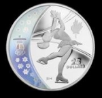 Vancouver Olympics: $25 Silver Hologram Proof Coin - Figure Skating