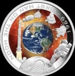 First Man on the Moon (Neil Armstrong, 1969) Silver Proof 'Orbital' Coin