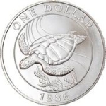 Bermuda Sea Turtle Silver Dollar Coin (1986)