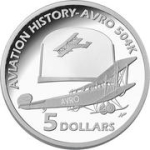 Flying Through Time - $5 Silver Proof Coin: Avro 504K