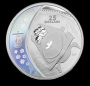 Vancouver Olympics: $25 Silver Hologram Proof Coin - Bobsleigh