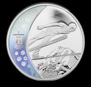 Vancouver Olympics: $25 Silver Hologram Proof Coin - Ski Jumping